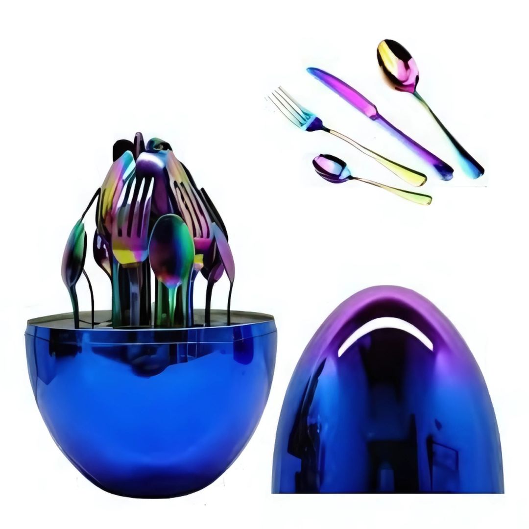 Set de Cubiertos de Lujo x24 Piezas con Escurridera ¡Elegancia y Durabilidad en tu Mesa!
