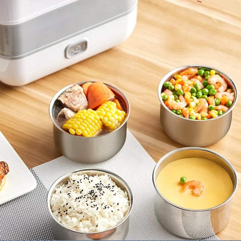 Lonchera Eléctrica de Acero Inoxidable – ¡Tu Comida Casera Caliente en Minutos, En Cualquier Lugar!