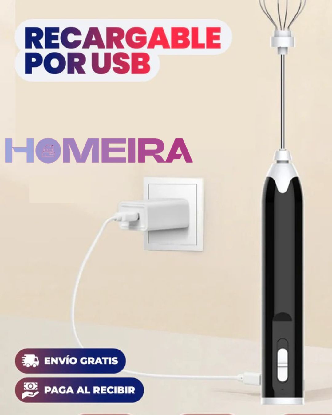 Espumador de leche y Multi funcional recargable 🥛
