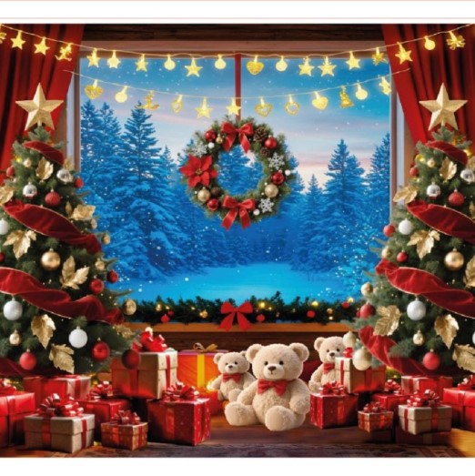 HolidayWall™ – Dale vida a tu hogar con un tapiz navideño fácil de instalar (2.5 m de ancho x 2.1 m de alto)