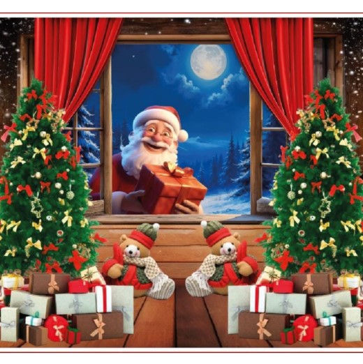 HolidayWall™ – Dale vida a tu hogar con un tapiz navideño fácil de instalar (2.5 m de ancho x 2.1 m de alto)