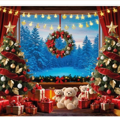 HolidayWall™ – Dale vida a tu hogar con un tapiz navideño fácil de instalar (2.5 m de ancho x 2.1 m de alto)