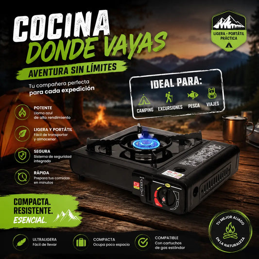 🔥 Cocina donde quieras con la Estufa Portátil de Gas, práctica y fácil de usar