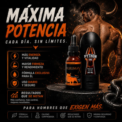 TauriMax®: Recupera tu energía y confianza masculina naturalmente + Gel Python de regalo 🎁
