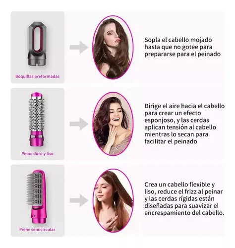 ✨ Todo lo que tu cabello necesita, en un solo cepillo 5 en 1