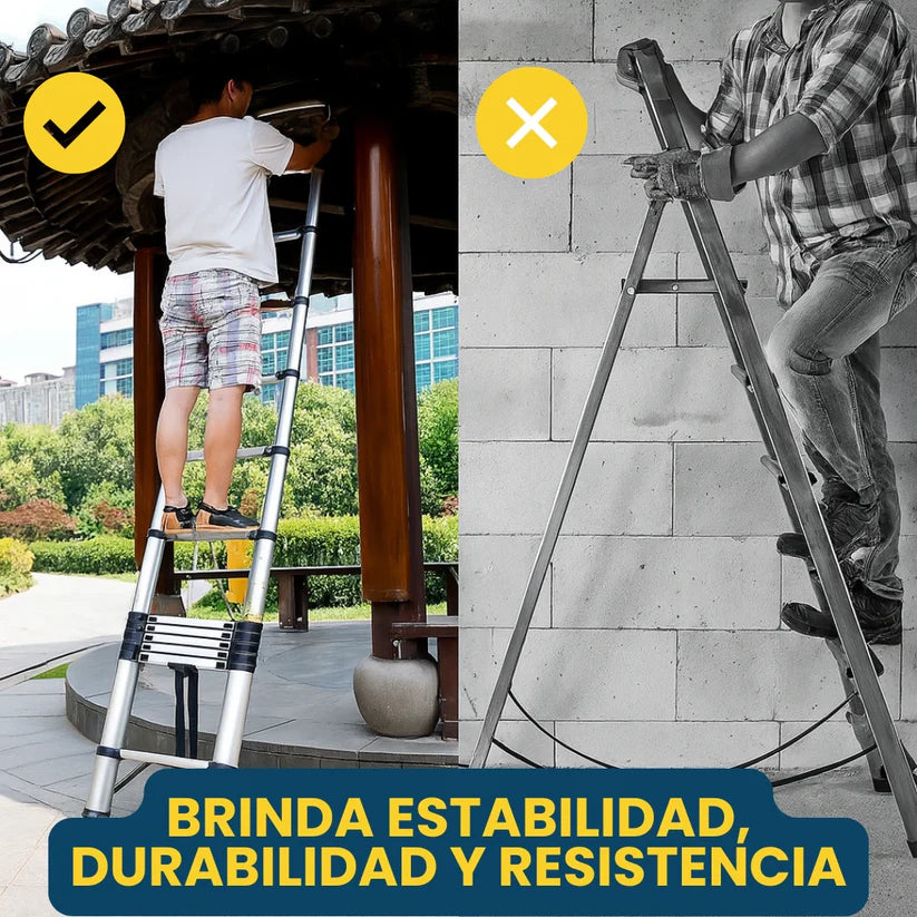 Escalera Telescópica Plegable Ligera de Aluminio 2 -4 Metros