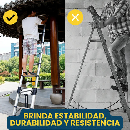 Escalera Telescópica Plegable Ligera de Aluminio 2 -4 Metros