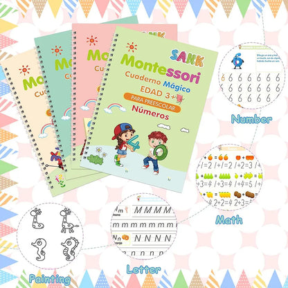 Cuadernos de Práctica Mágica x4 : El método interactivo para mejorar la escritura de forma entretenida