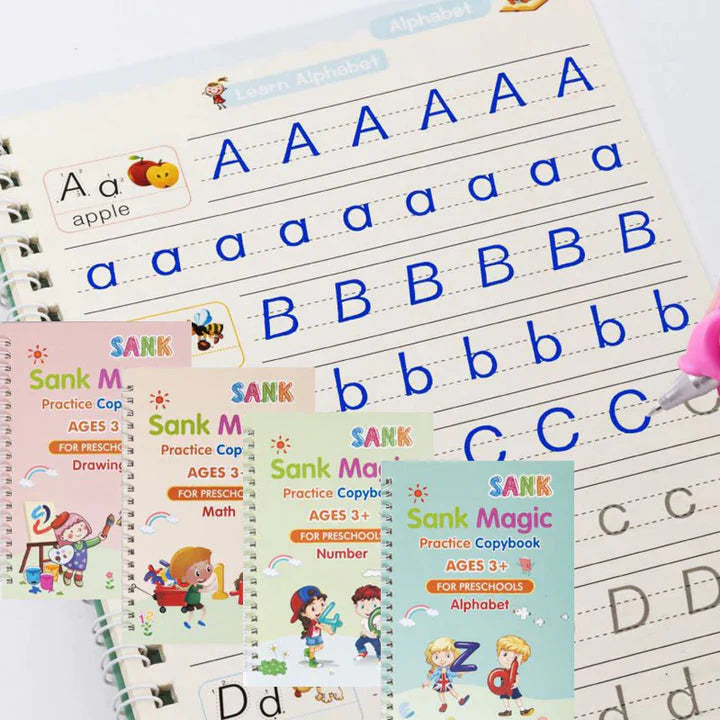 Cuadernos de Práctica Mágica x4 : El método interactivo para mejorar la escritura de forma entretenida