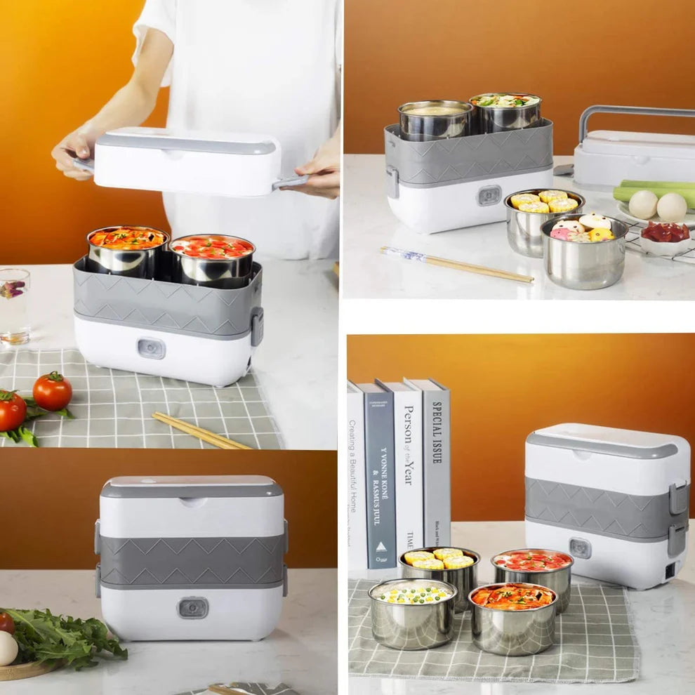 Lonchera Eléctrica de Acero Inoxidable – ¡Tu Comida Casera Caliente en Minutos, En Cualquier Lugar!