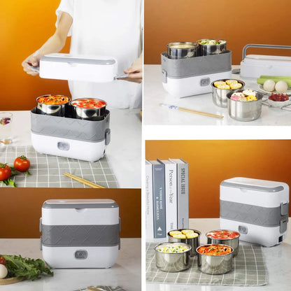 Lonchera Eléctrica de Acero Inoxidable – ¡Tu Comida Casera Caliente en Minutos, En Cualquier Lugar!