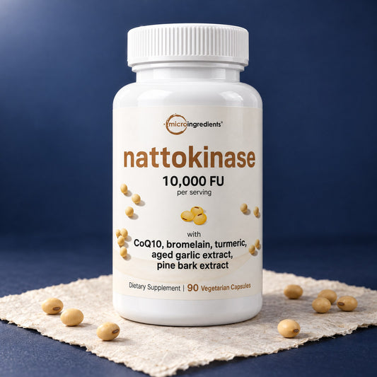 Frasco de Nattokinase 10.000 FU con CoQ10, 90 cápsulas vegetarianas