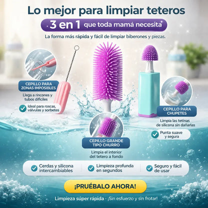 Cepillo Eléctrico 4 en 1 para Biberones: Limpieza rápida, segura y sin esfuerzo 🍼