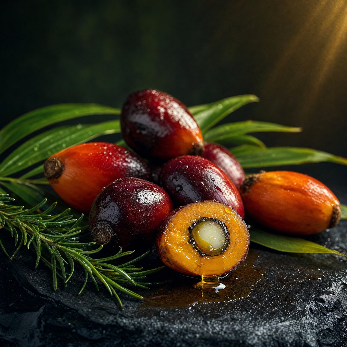 Frutos de palma de los que se obtiene el aceite de batana
