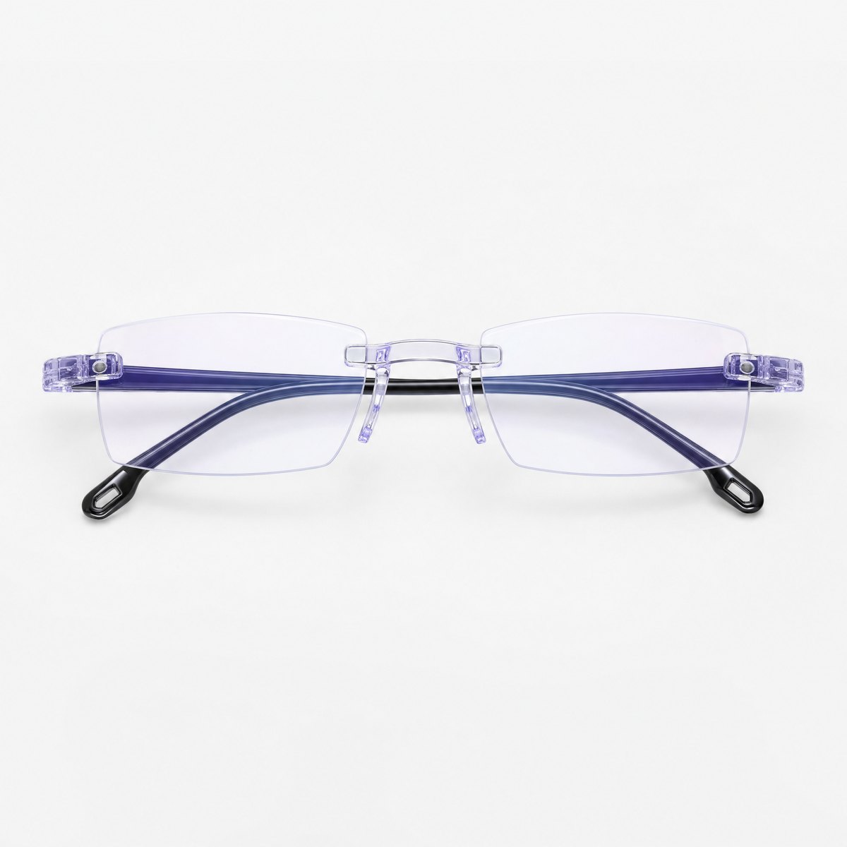 Vista frontal de las gafas antiluz sin montura
