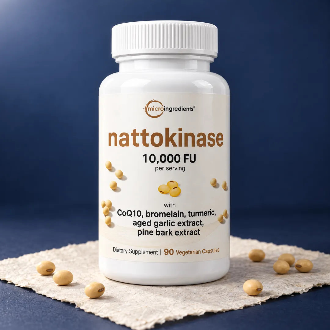 Frasco de Nattokinase 10.000 FU, 90 cápsulas vegetarianas